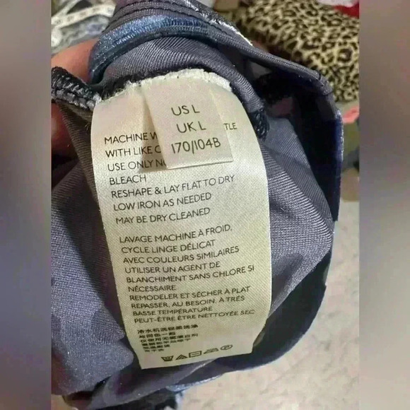 We the Free People Large Blue Velvet Burnout Camo Tee Oversized Shirt - Picture 5 of 8